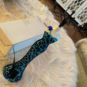 Leopard dress lady, handmade metal display holder jewelry stand